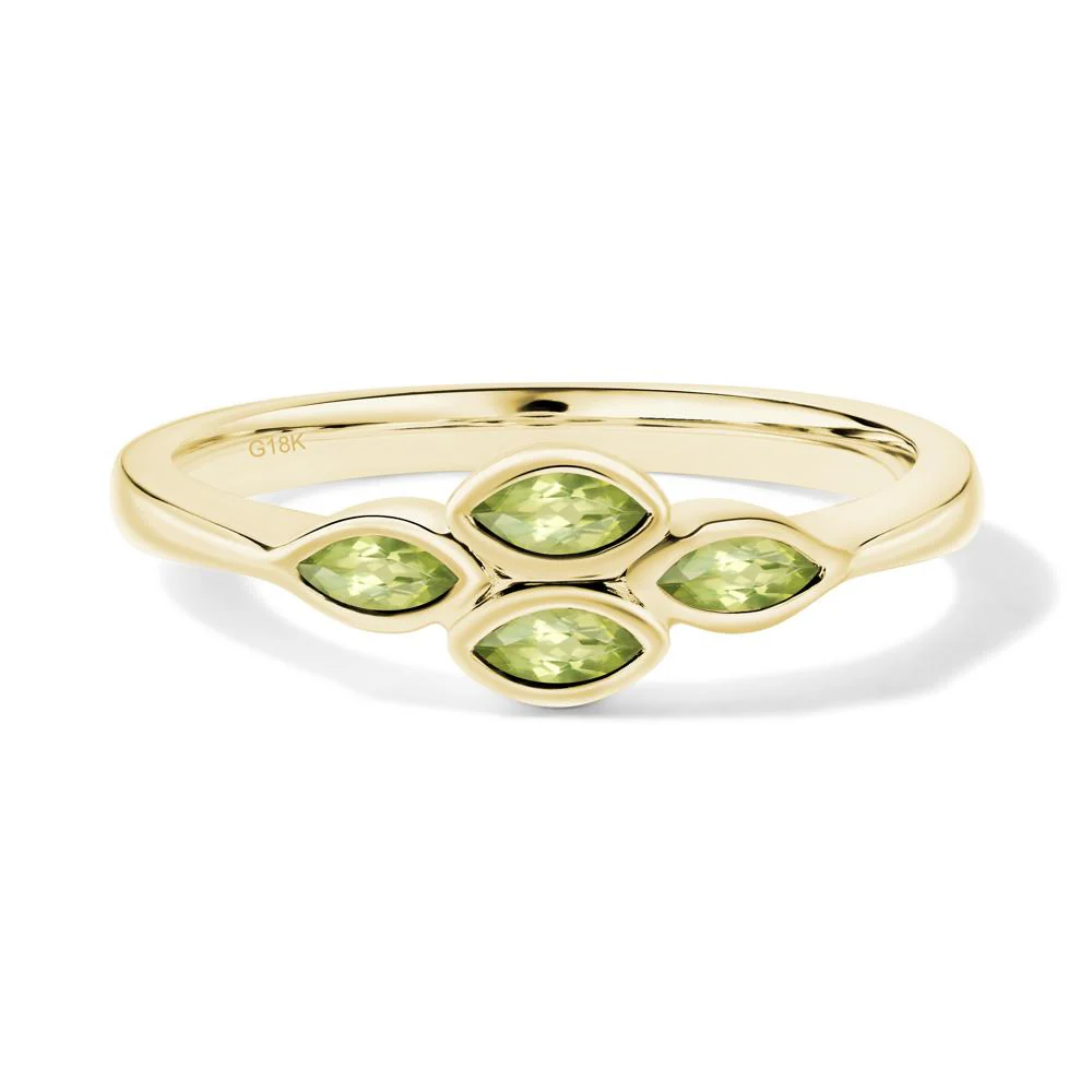 Marquise Cut Peridot Bezel Cluster Ring - Image 6