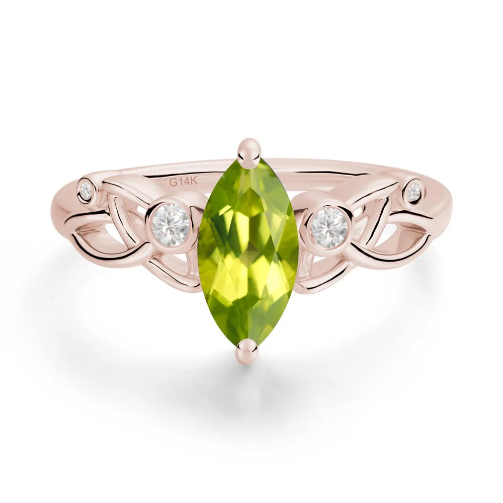 Marquise Cut Peridot Celtic Ring - Image 7