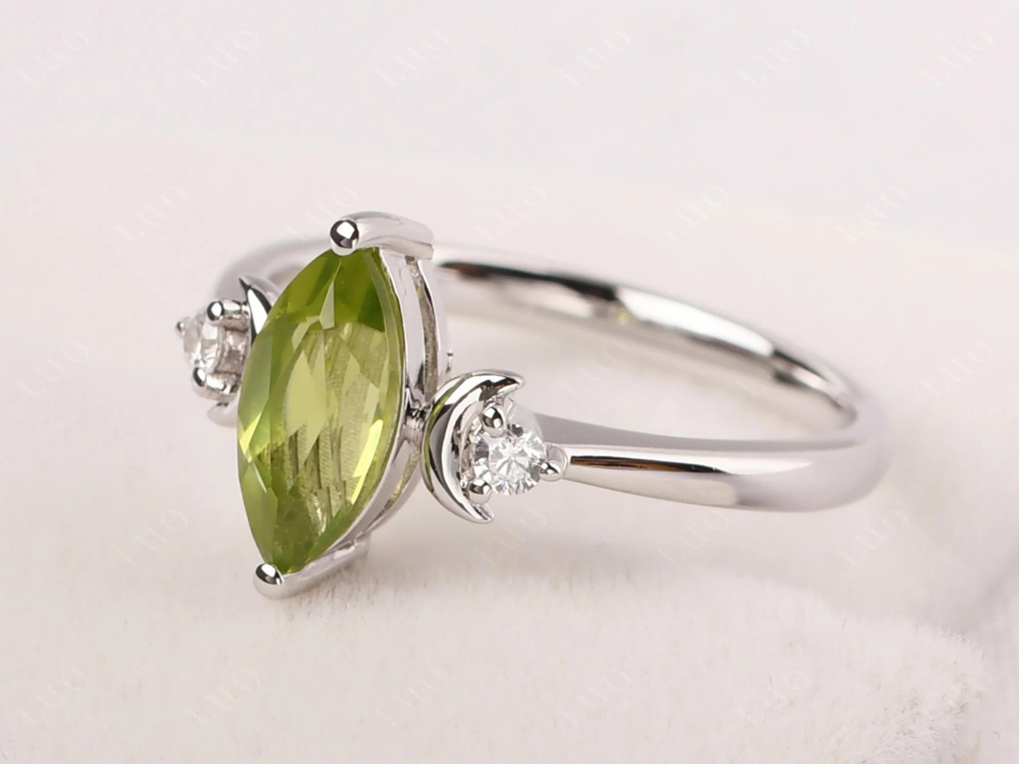 Moon Inspired Peridot Engagement Ring - Image 11