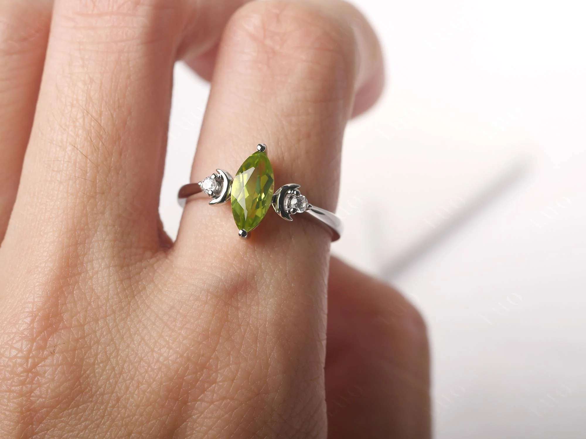 Moon Inspired Peridot Engagement Ring - Image 14