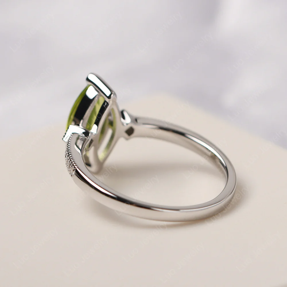 Marquise Cut Peridot Promise Ring - Image 3