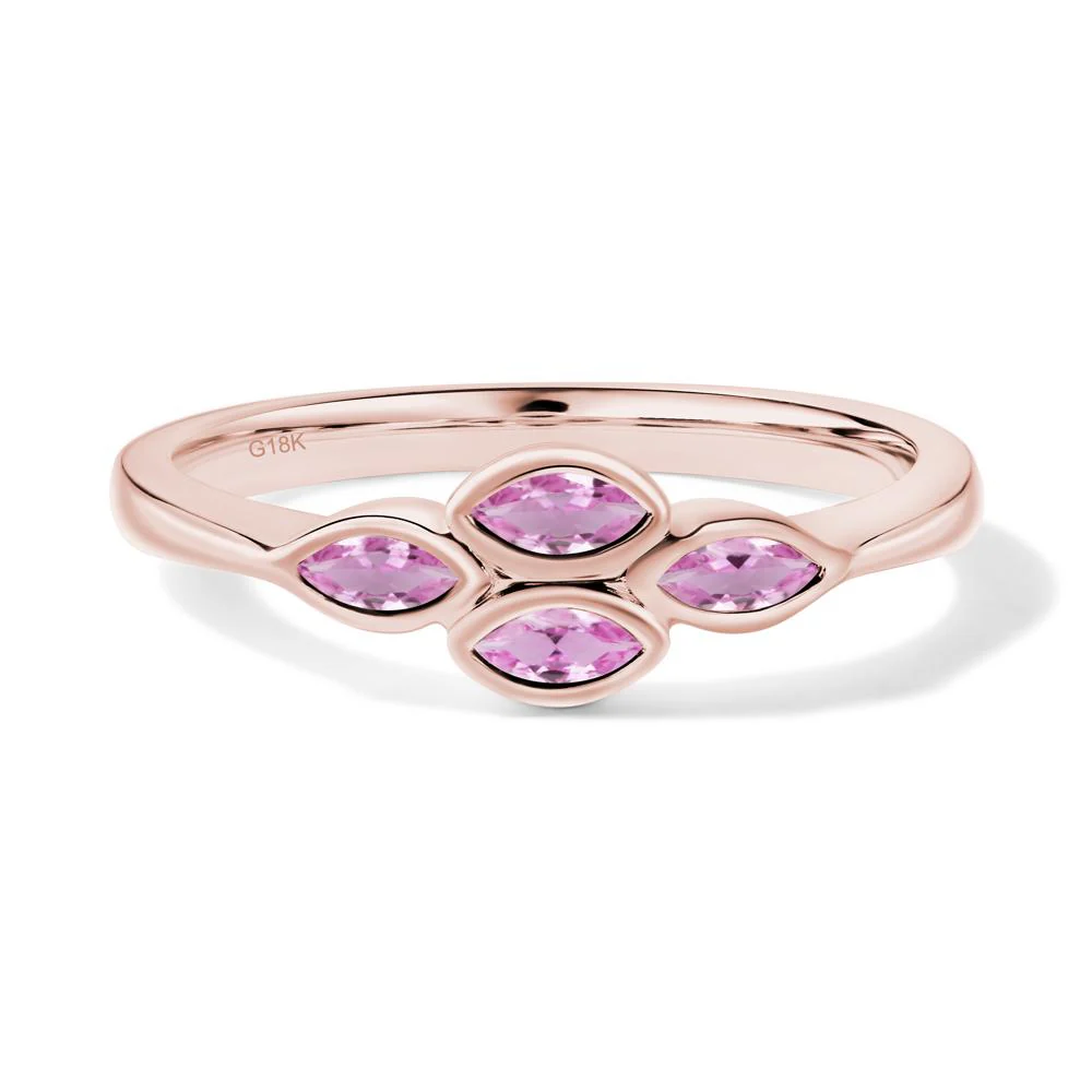 Marquise Cut Pink Sapphire Bezel Cluster Ring - Image 2