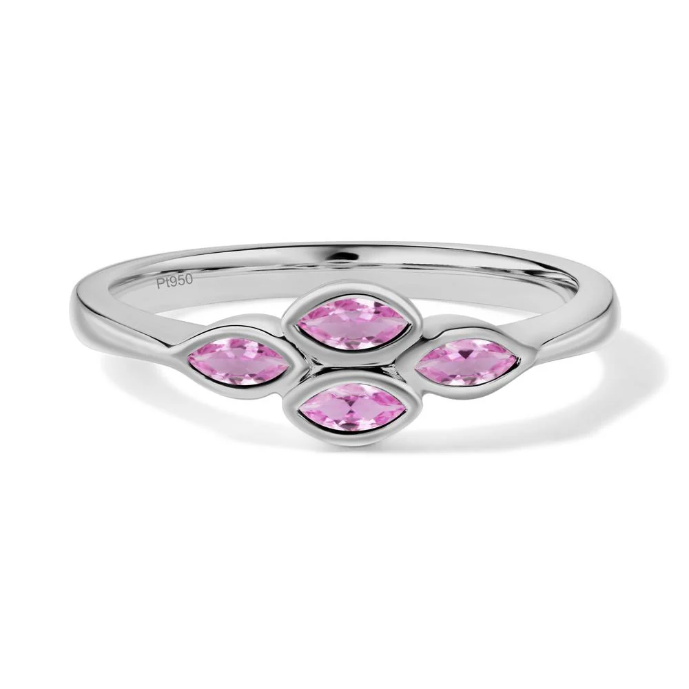 Marquise Cut Pink Sapphire Bezel Cluster Ring - Image 9