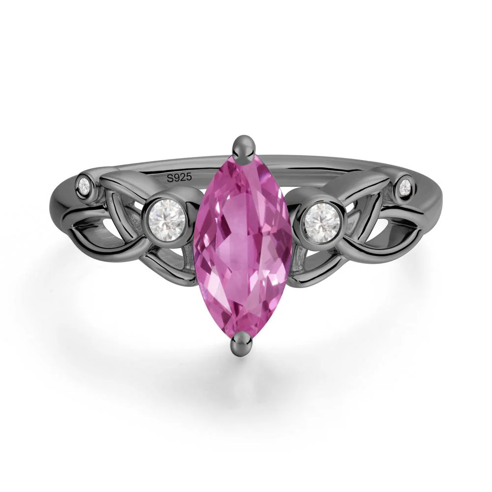 Marquise Cut Pink Sapphire Celtic Ring - Image 2