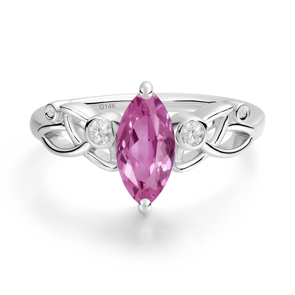 Marquise Cut Pink Sapphire Celtic Ring - Image 6