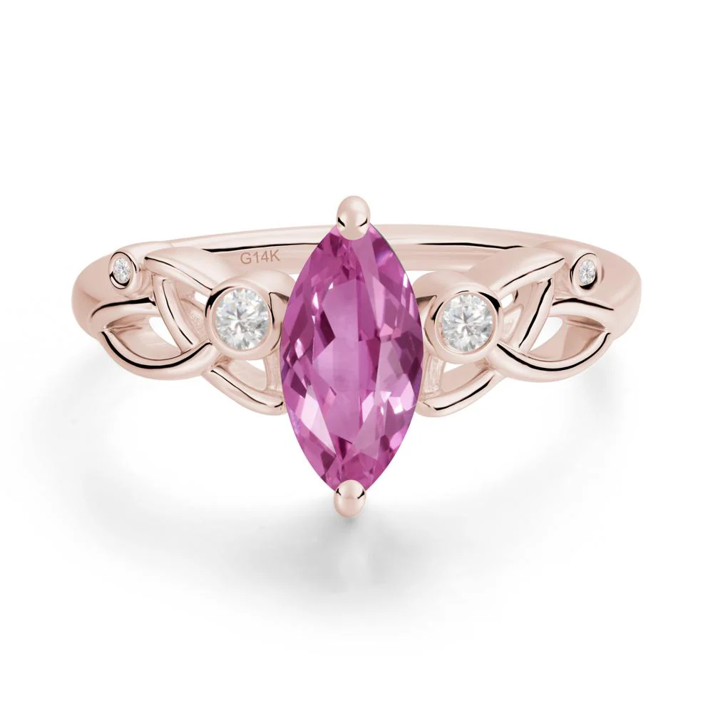 Marquise Cut Pink Sapphire Celtic Ring - Image 7