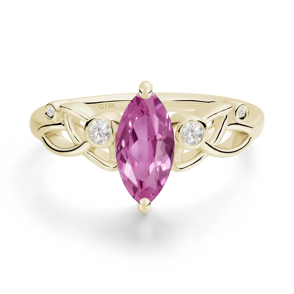 Marquise Cut Pink Sapphire Celtic Ring - Image 8