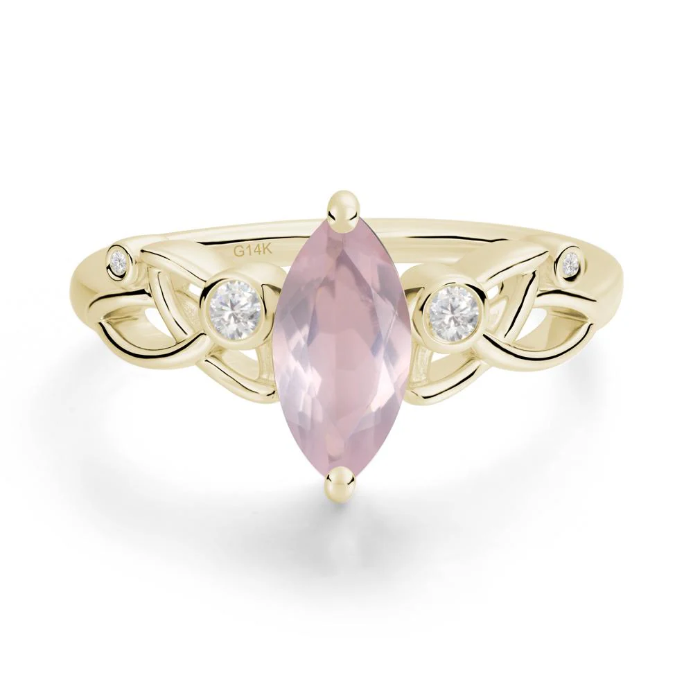 Marquise Cut Rose Quartz Celtic Ring
