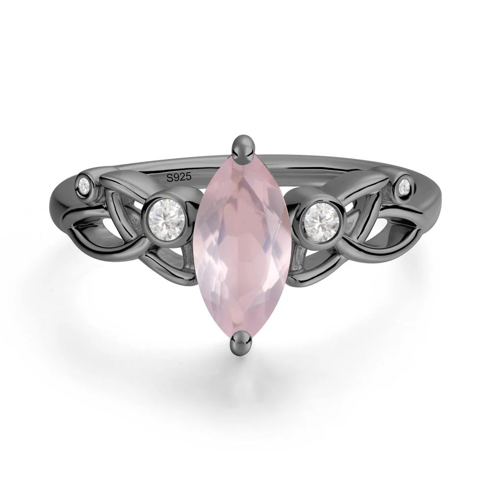 Marquise Cut Rose Quartz Celtic Ring - Image 3