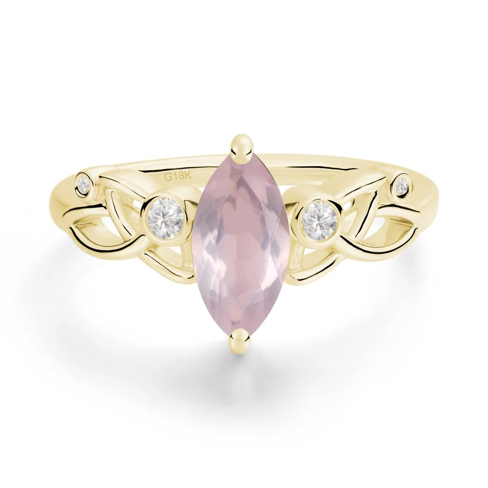 Marquise Cut Rose Quartz Celtic Ring - Image 4