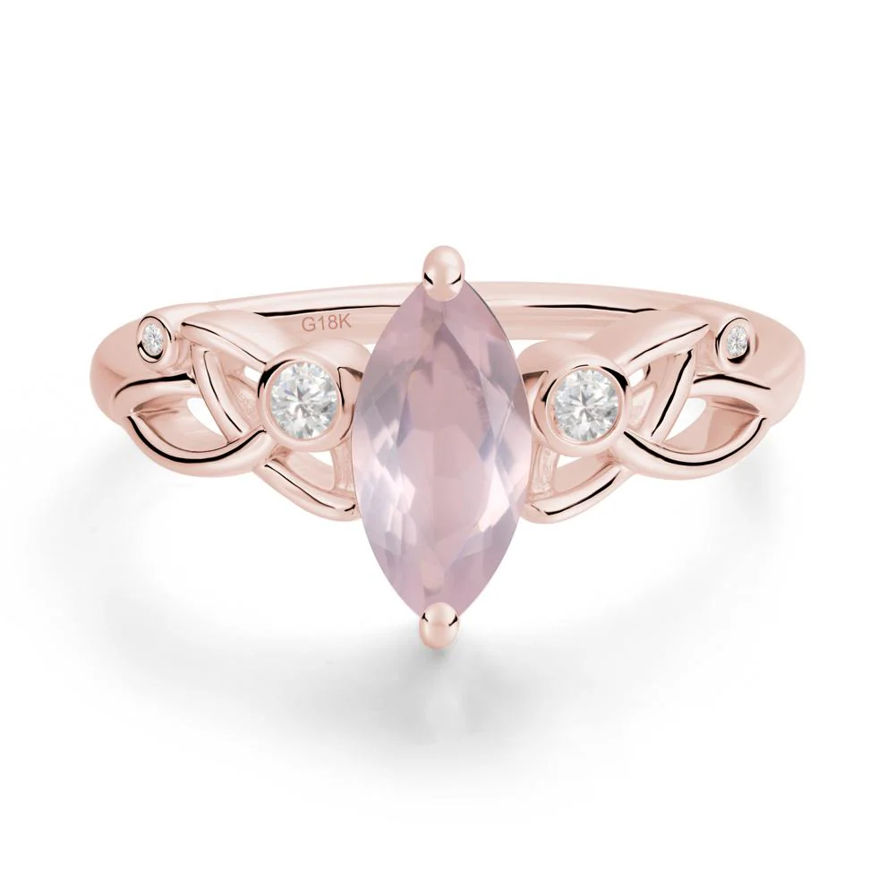 Marquise Cut Rose Quartz Celtic Ring - Image 6