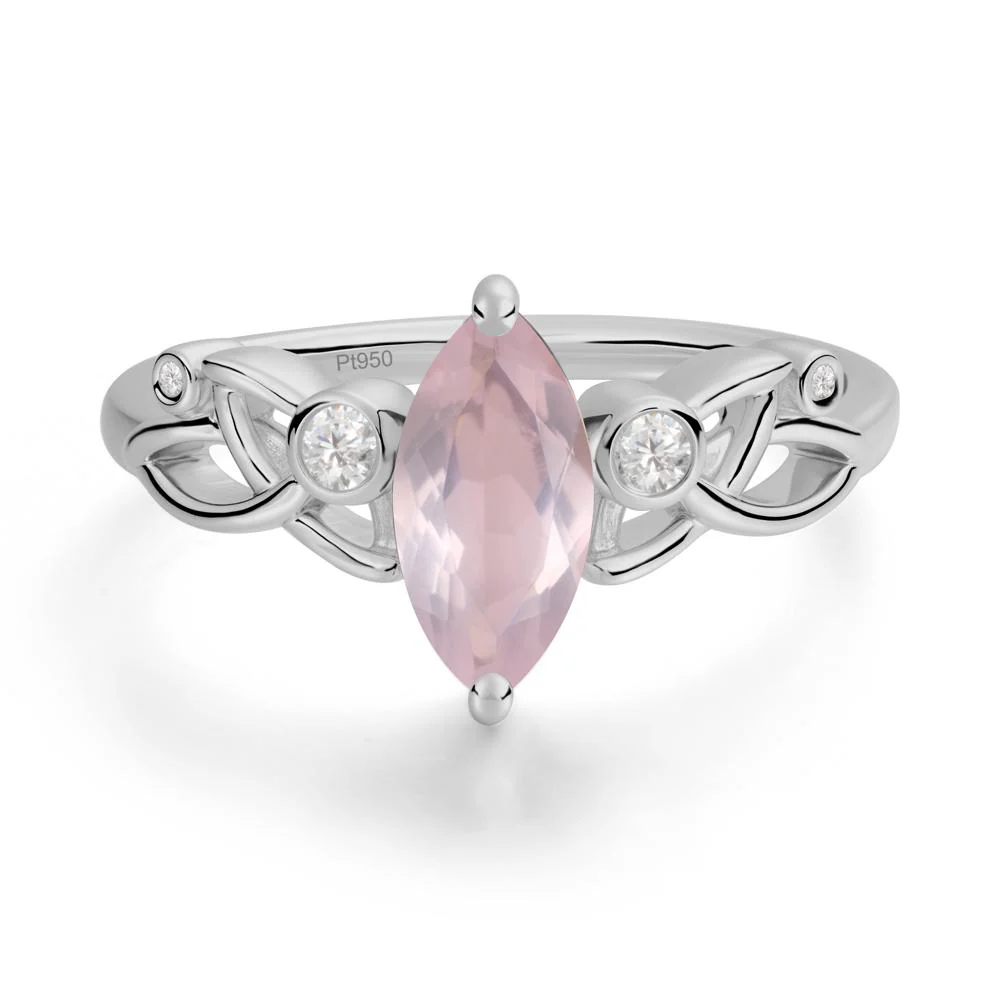 Marquise Cut Rose Quartz Celtic Ring - Image 7