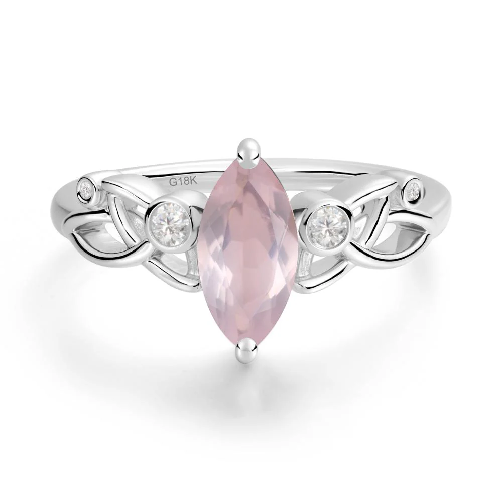 Marquise Cut Rose Quartz Celtic Ring - Image 9