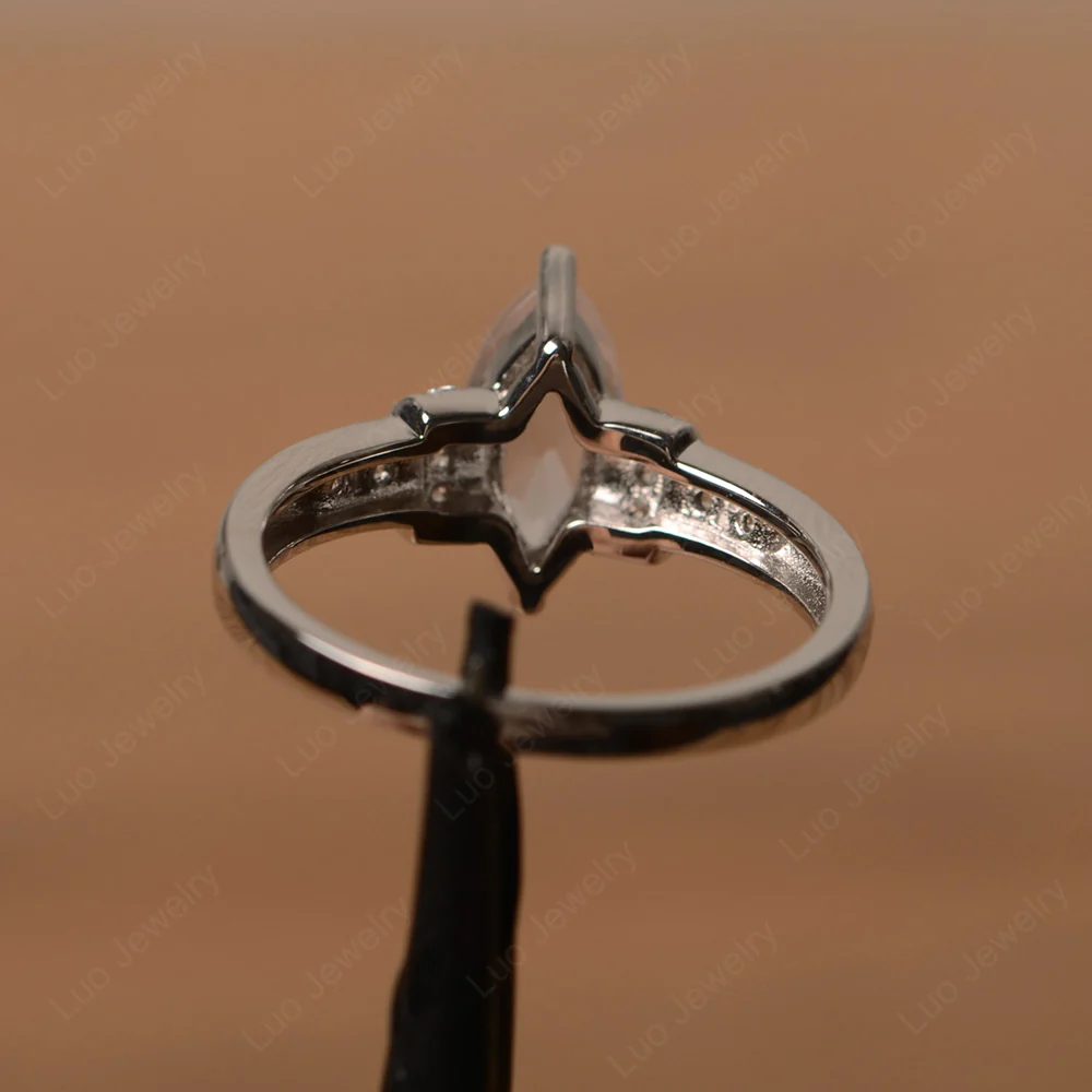Marquise Cut Rose Quartz Engagement Ring - Image 3