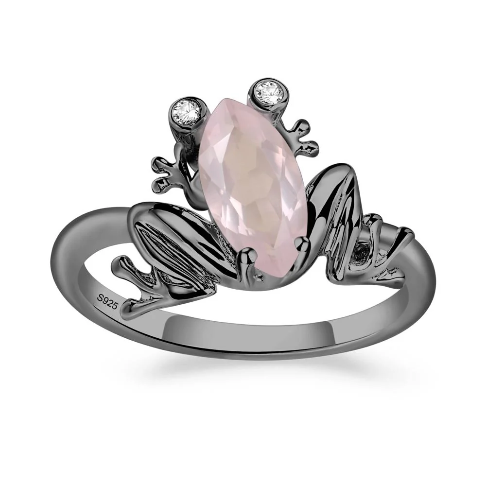 Marquise Cut Rose Quartz Frog Ring - Image 3