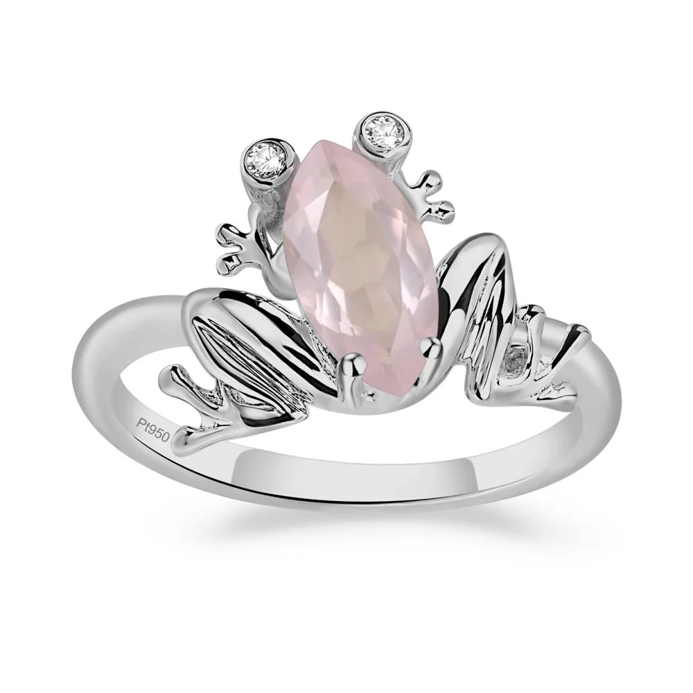 Marquise Cut Rose Quartz Frog Ring - Image 6