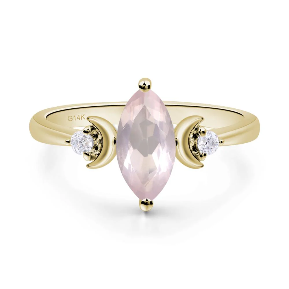 Rose Quartz Double Moon Ring - Image 4