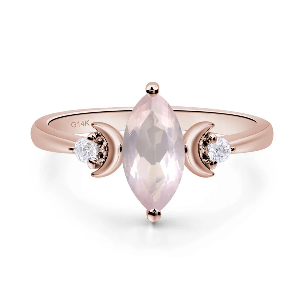 Rose Quartz Double Moon Ring - Image 5
