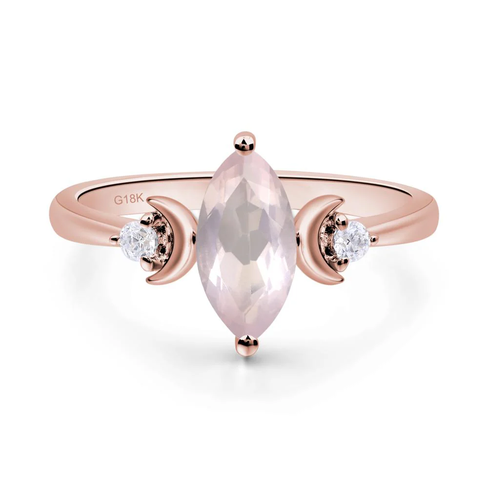 Rose Quartz Double Moon Ring - Image 9
