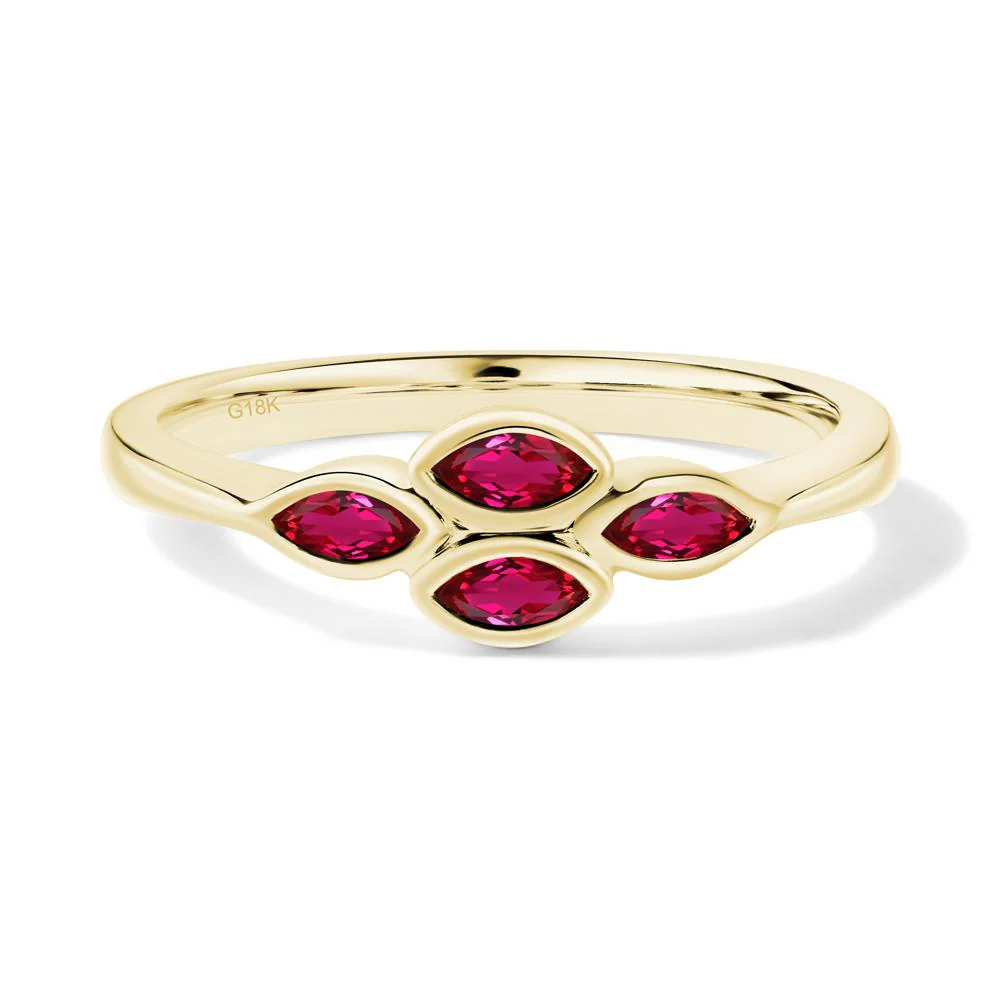 Marquise Cut Ruby Bezel Cluster Ring - Image 3