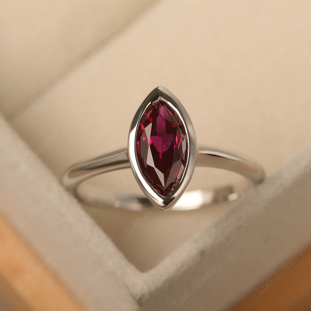 Marquise Cut Ruby Bezel Set Ring
