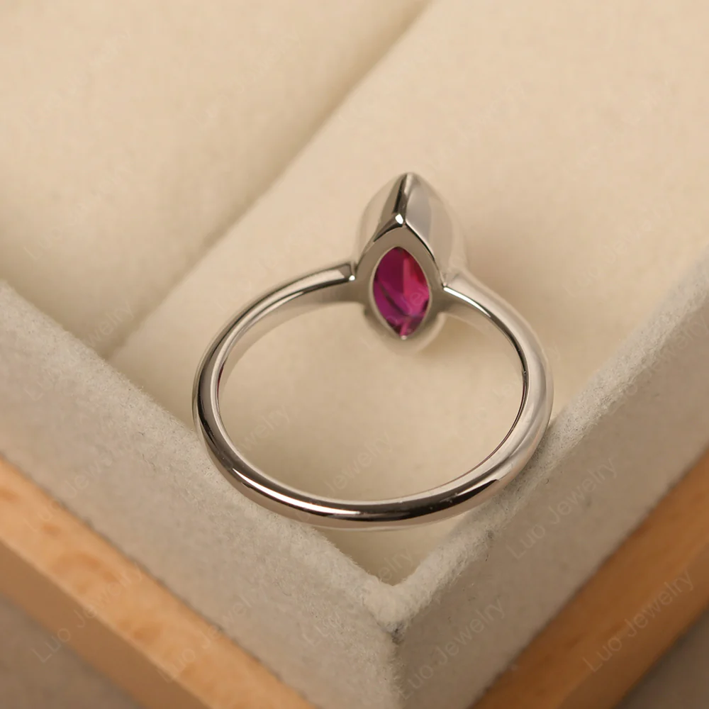 Marquise Cut Ruby Bezel Set Ring - Image 3