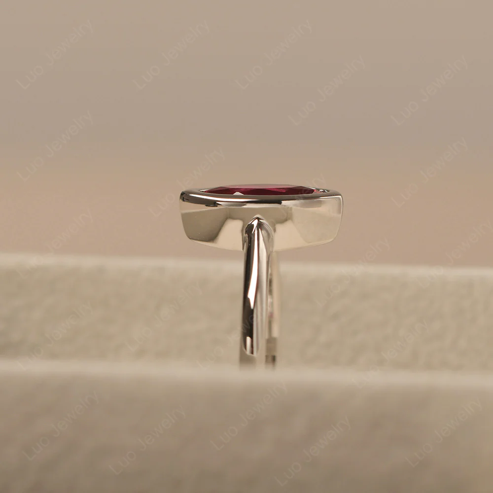 Marquise Cut Ruby Bezel Set Ring - Image 4