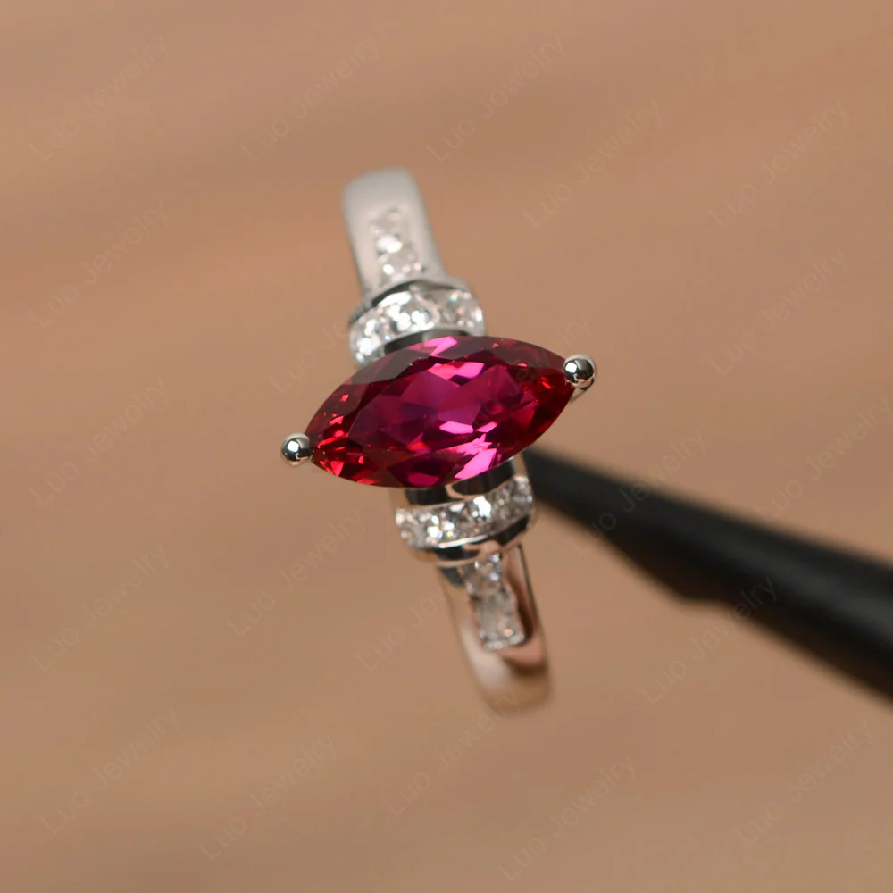 Marquise Cut Ruby Engagement Ring - Image 2
