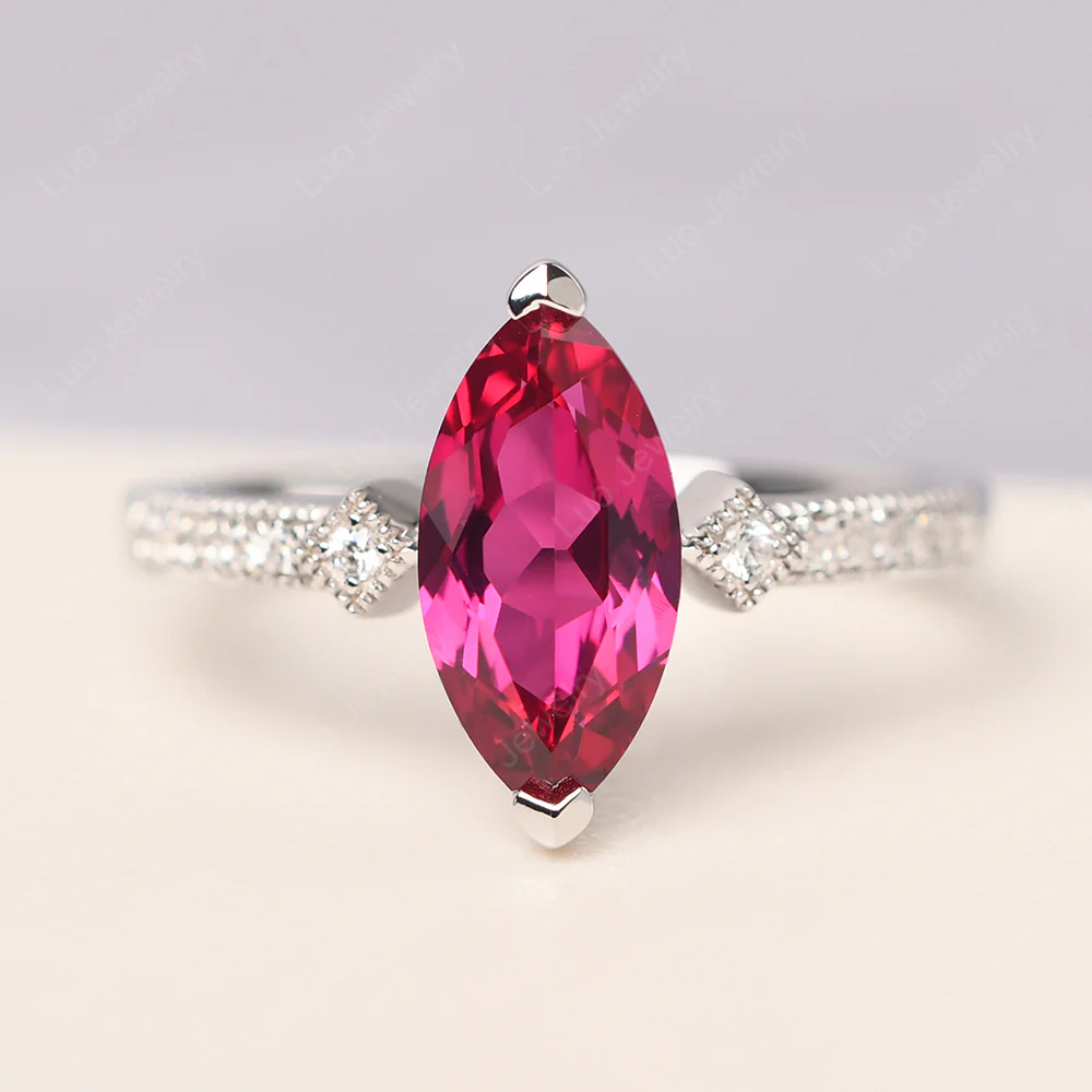 Marquise Cut Ruby Promise Ring