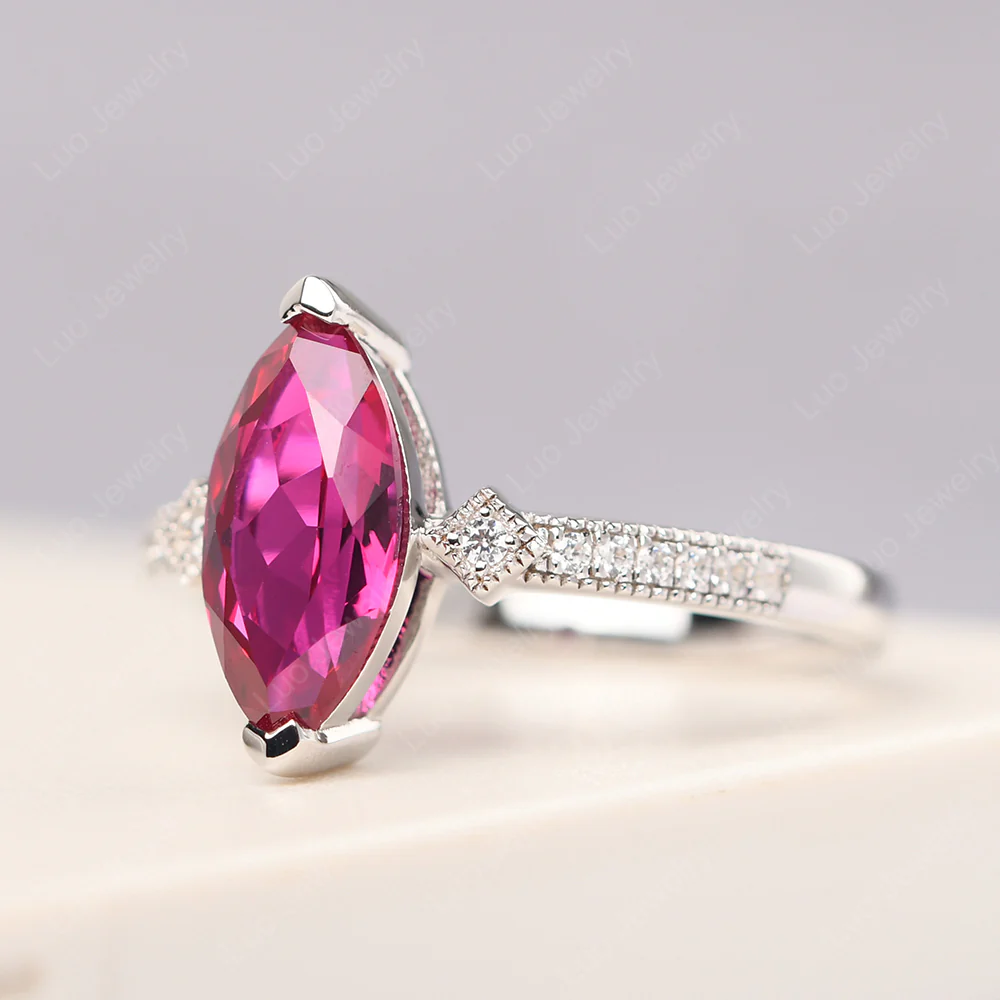 Marquise Cut Ruby Promise Ring - Image 2