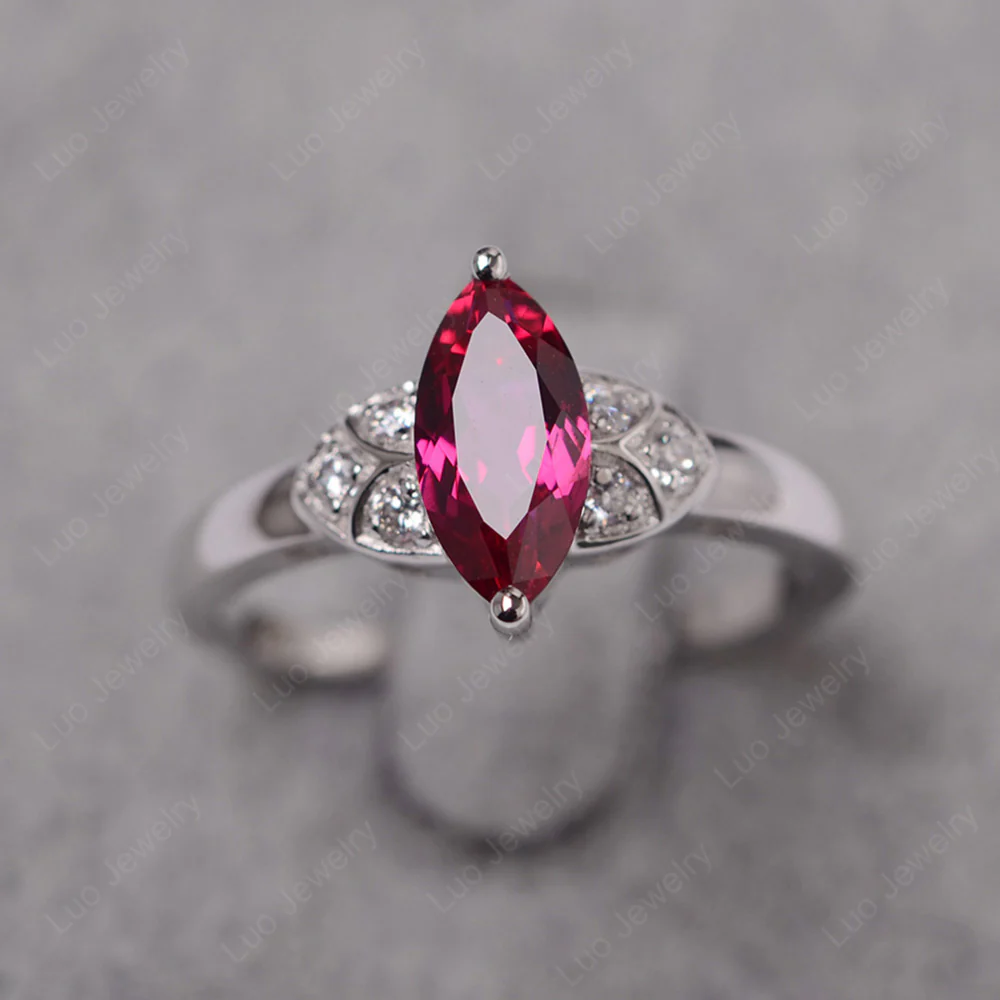 Marquise Cut Ruby Ring