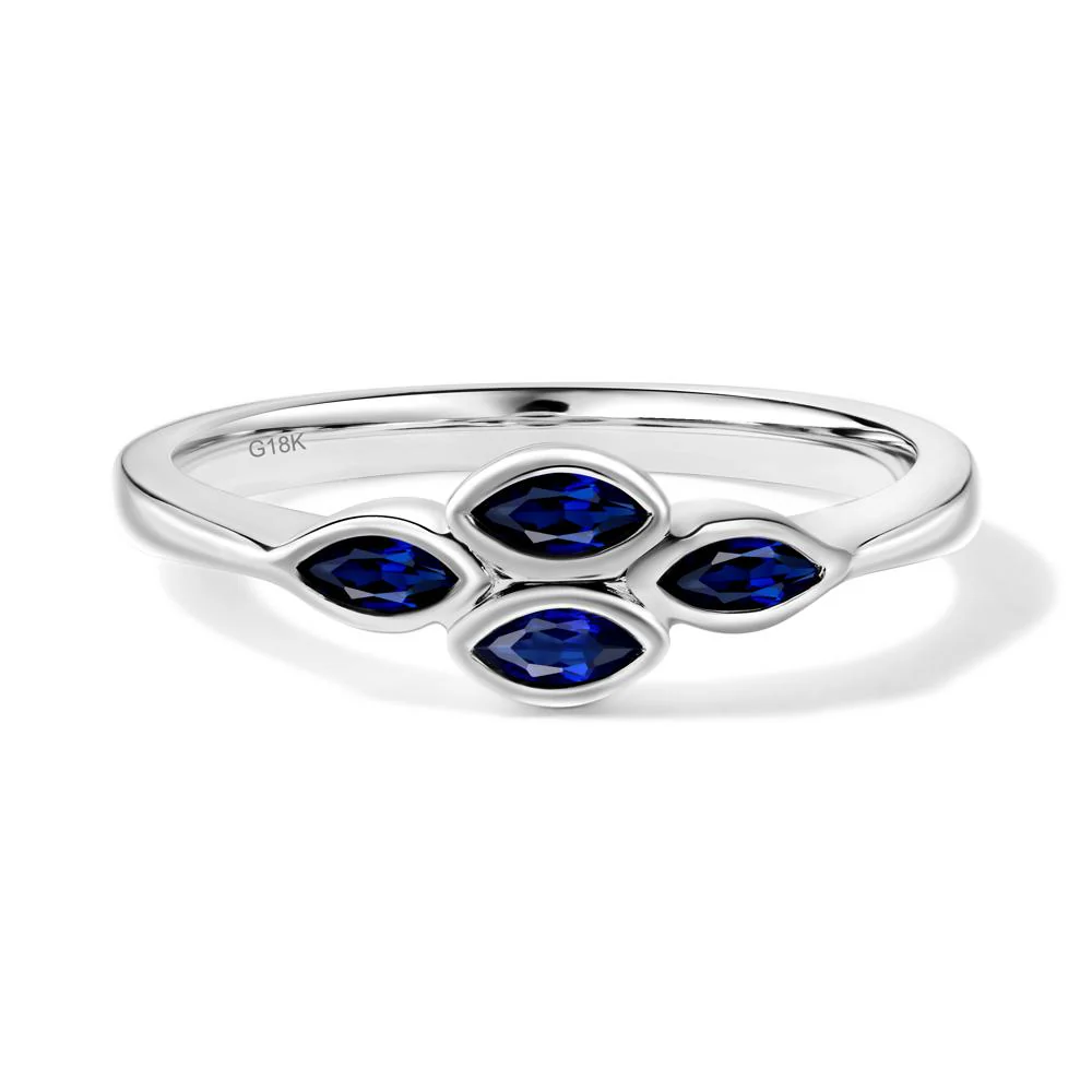 Marquise Cut Sapphire Bezel Cluster Ring - Image 2