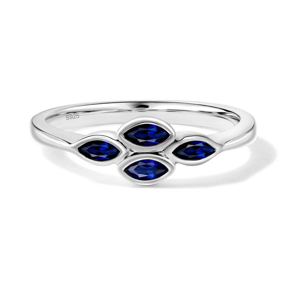 Marquise Cut Sapphire Bezel Cluster Ring - Image 4