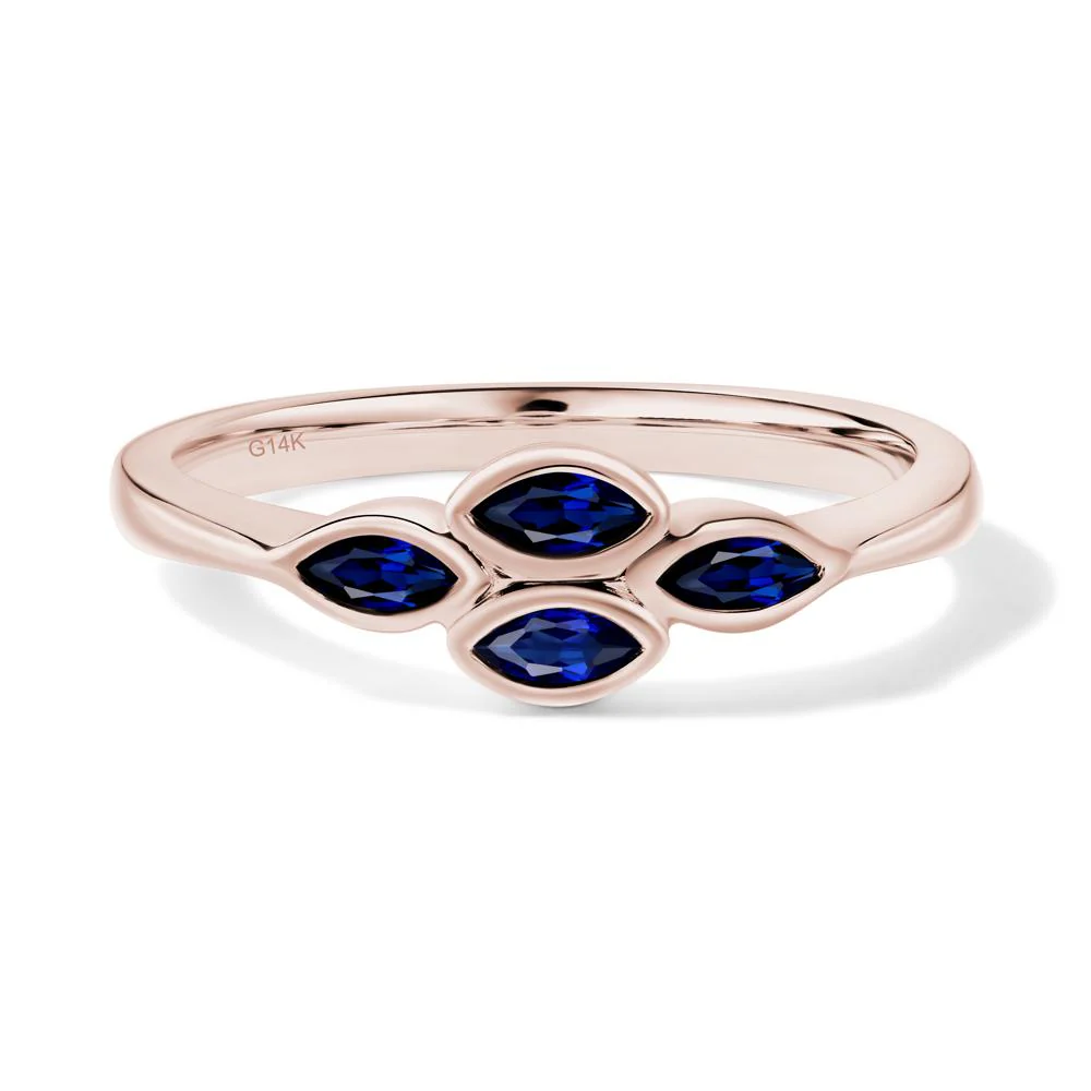 Marquise Cut Sapphire Bezel Cluster Ring - Image 8