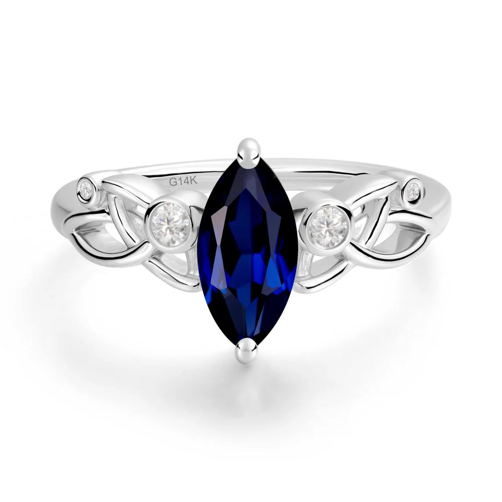 Marquise Cut Sapphire Celtic Ring - Image 2