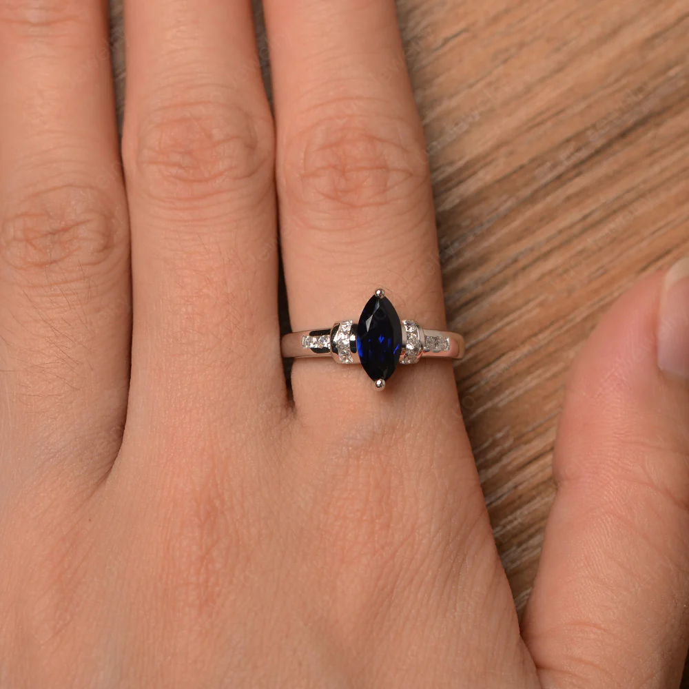 Marquise Cut Sapphire Engagement Ring - Image 4