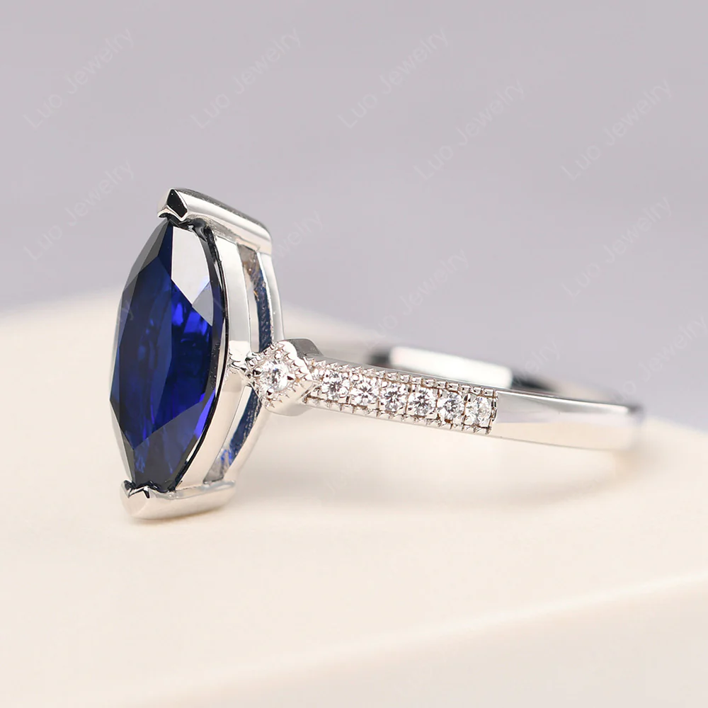Marquise Cut Sapphire Promise Ring - Image 2