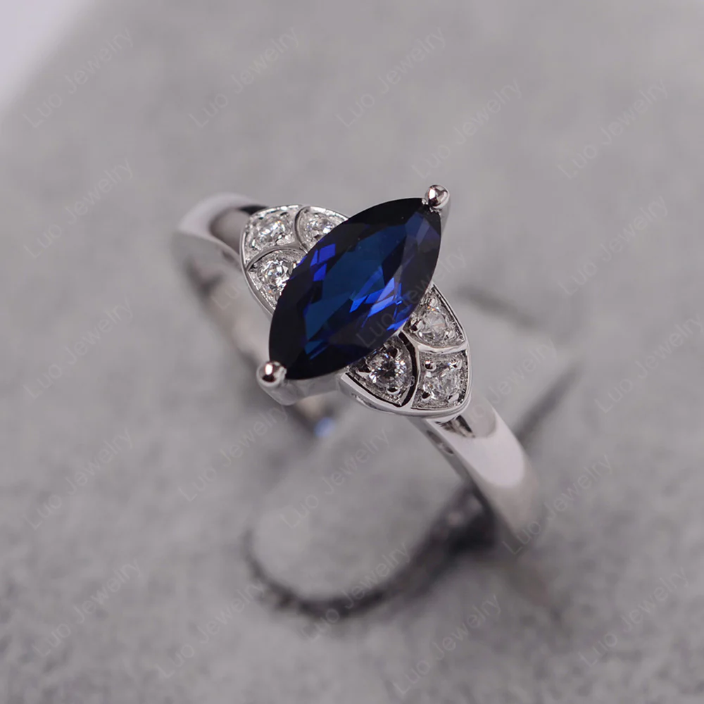 Marquise Cut Sapphire Ring - Image 2