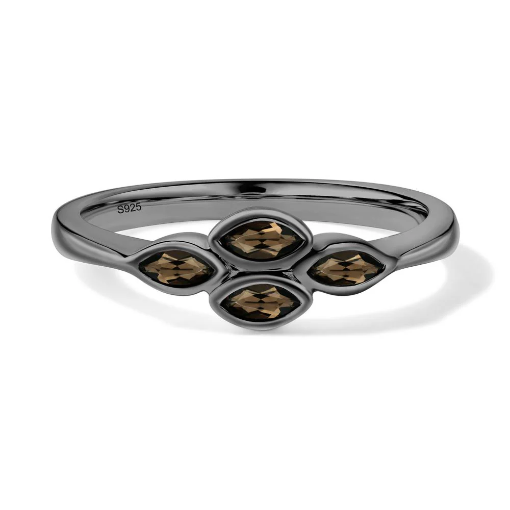Marquise Cut Smoky Quartz Bezel Cluster Ring - Image 5