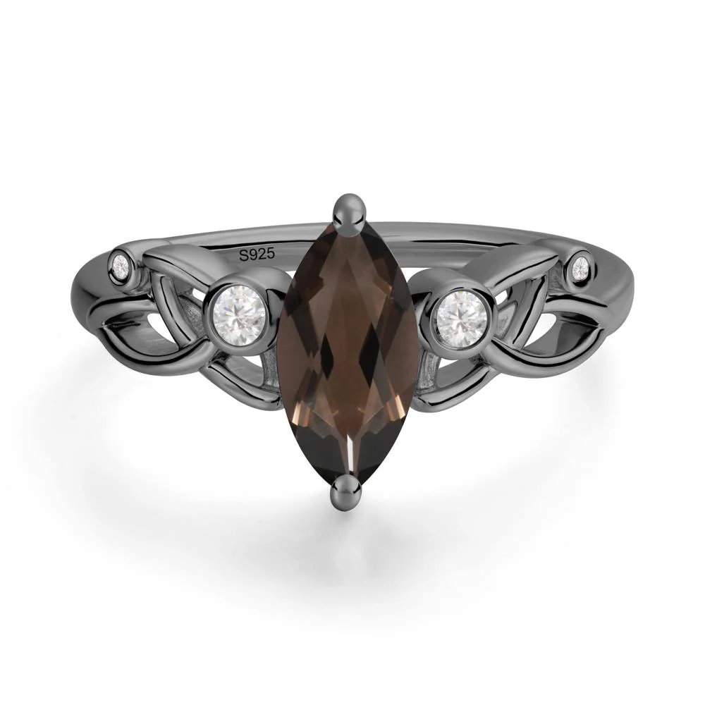 Marquise Cut Smoky Quartz Celtic Ring - Image 2