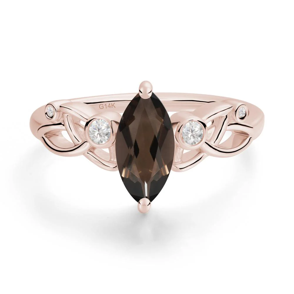 Marquise Cut Smoky Quartz Celtic Ring - Image 6
