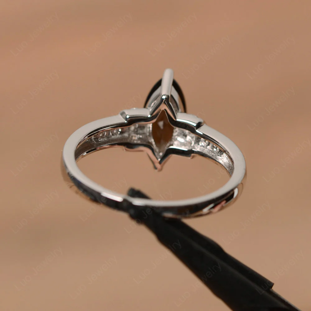 Marquise Cut Smoky Quartz Engagement Ring - Image 3