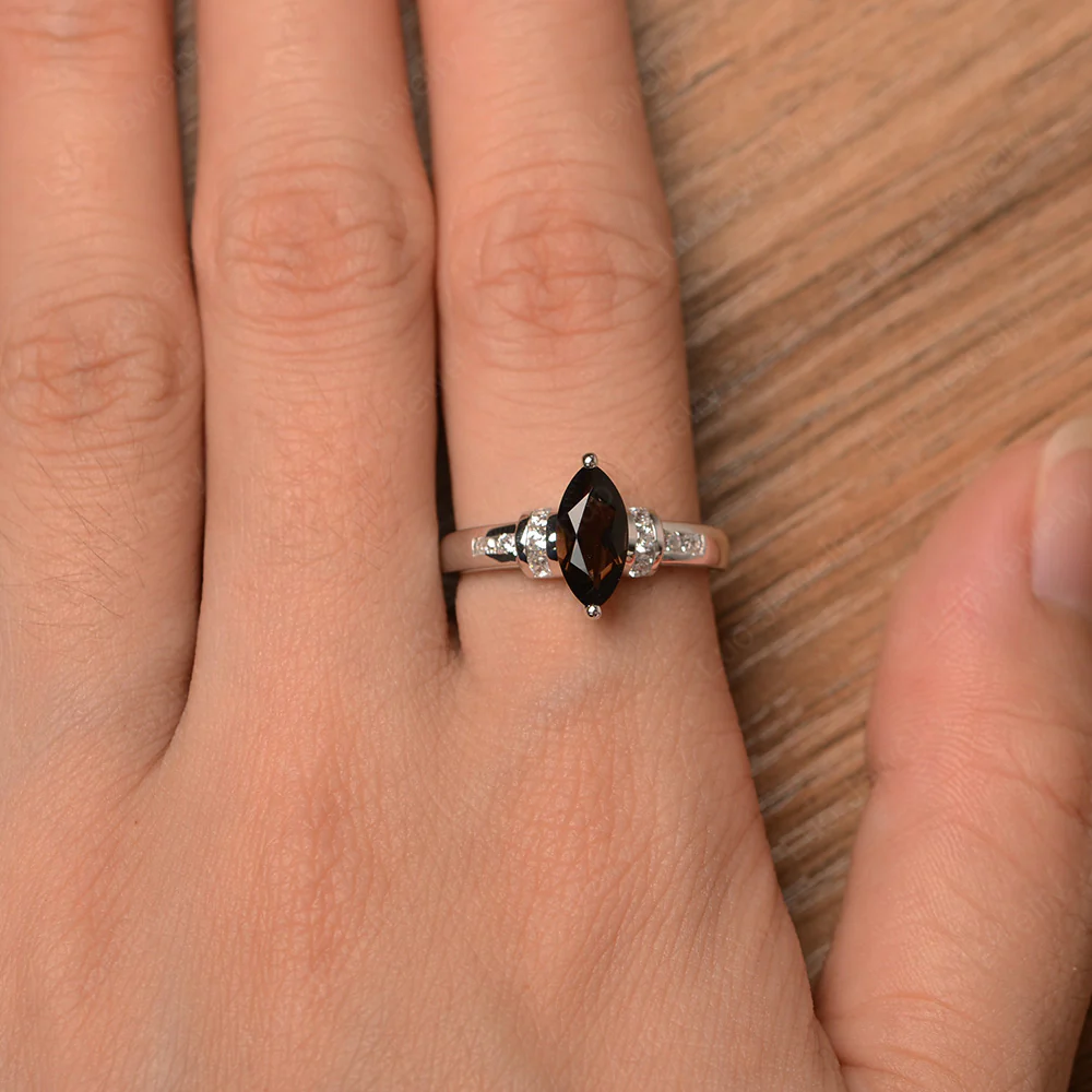 Marquise Cut Smoky Quartz Engagement Ring - Image 4
