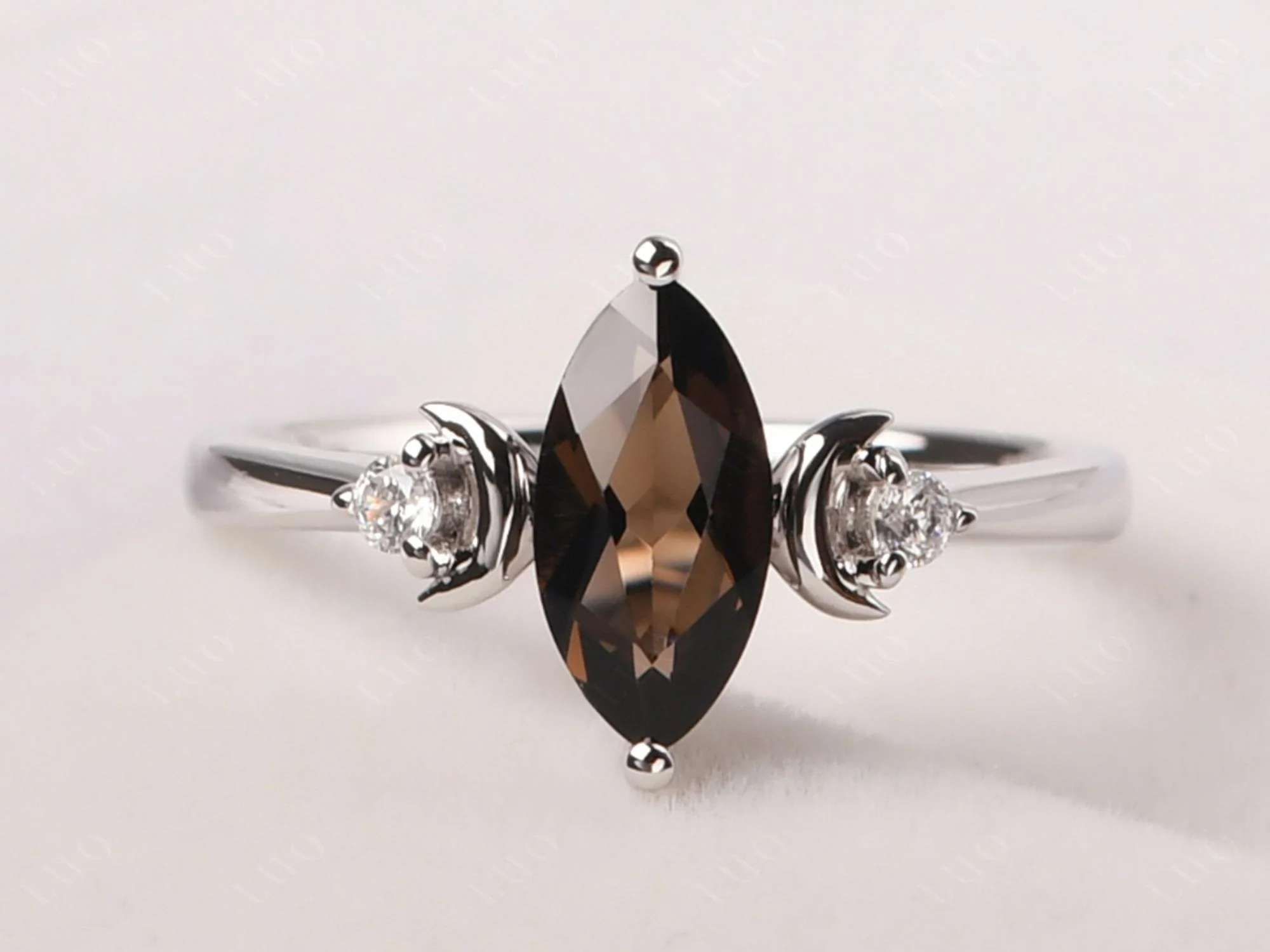 Smoky Quartz Double Moon Ring - Image 10