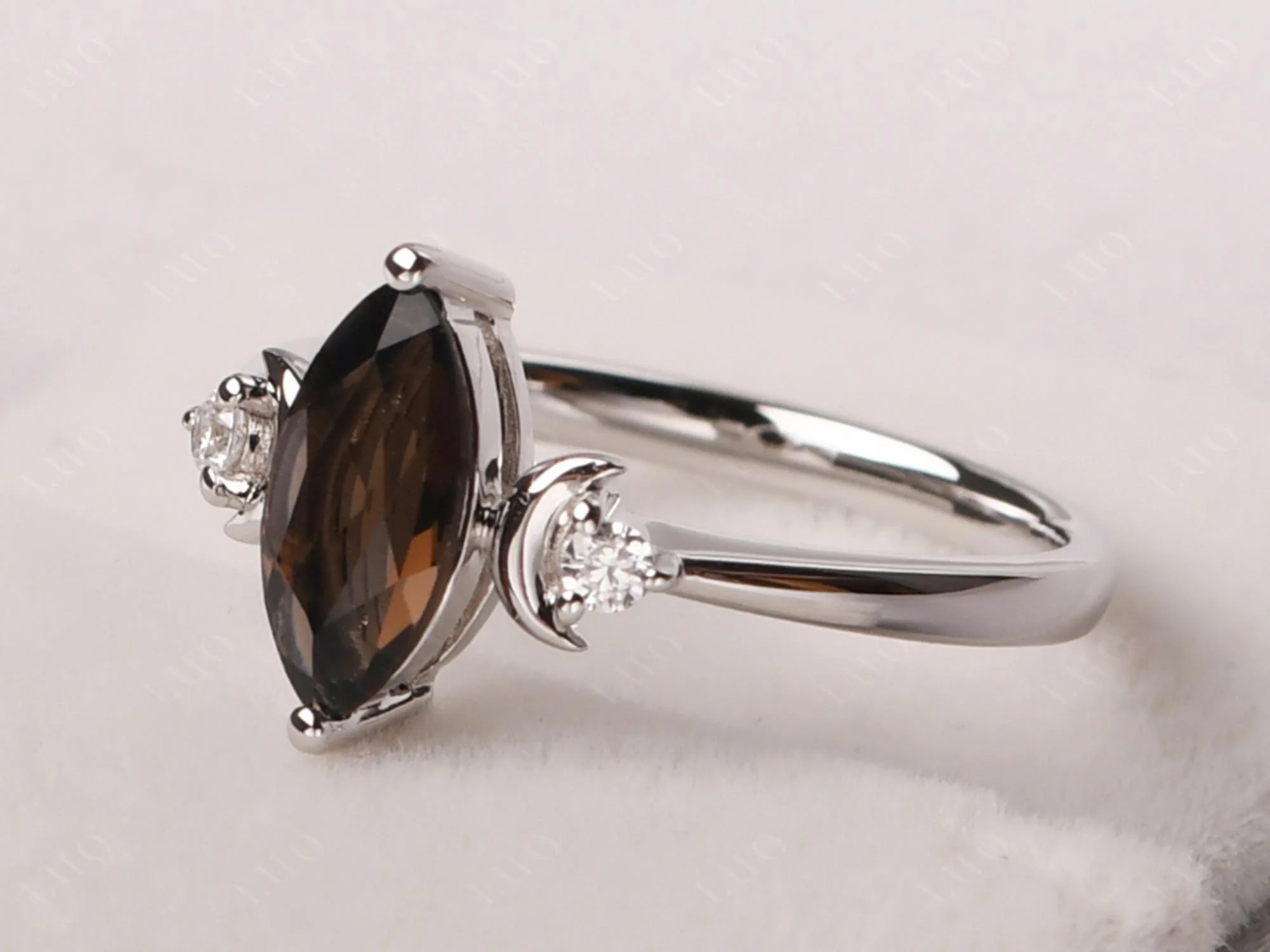 Smoky Quartz Double Moon Ring - Image 11