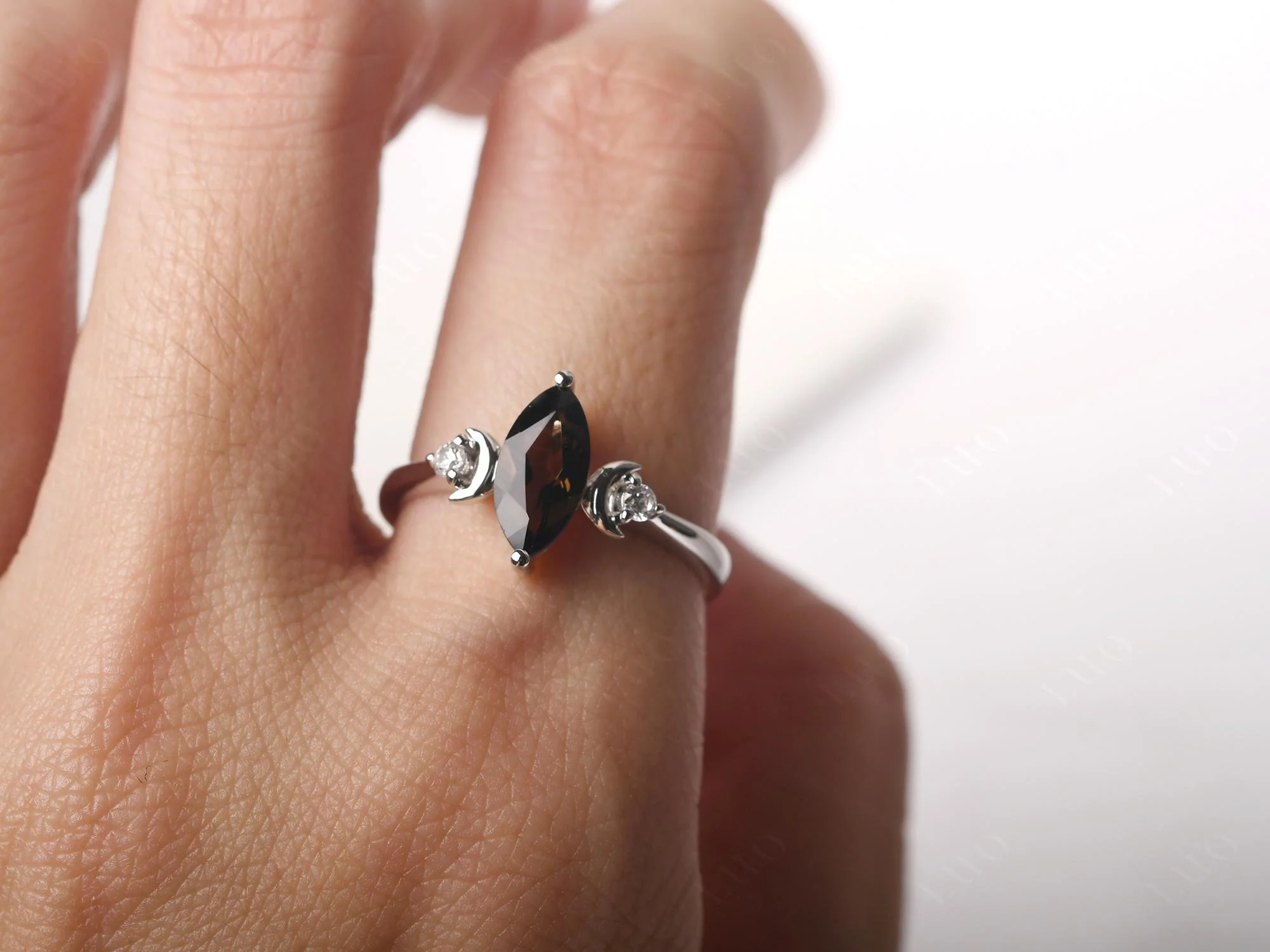 Smoky Quartz Double Moon Ring - Image 14
