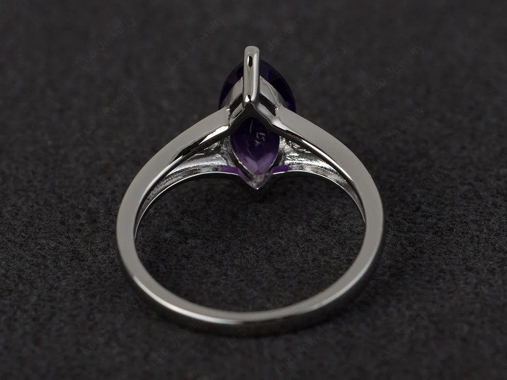 Marquise Cut Split Shank Amethyst Ring - Image 3