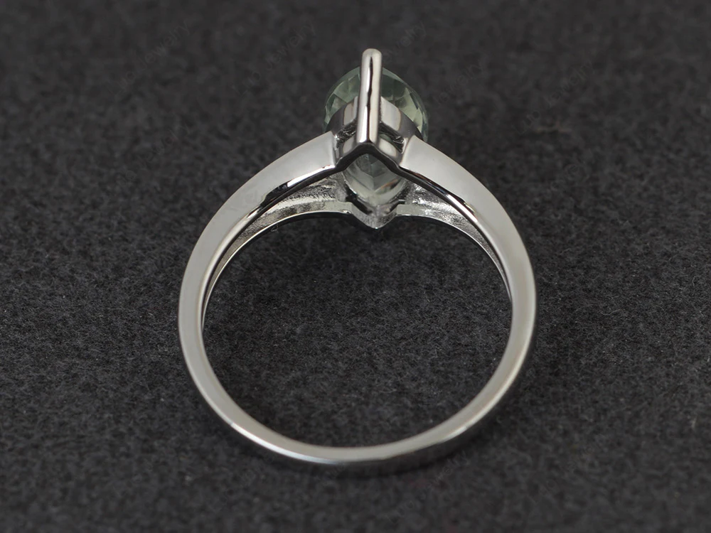 Marquise Cut Split Shank Green Amethyst Ring - Image 3