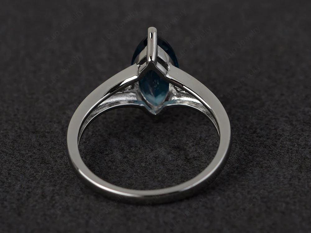 Marquise Cut Split Shank London Blue Topaz Ring - Image 3