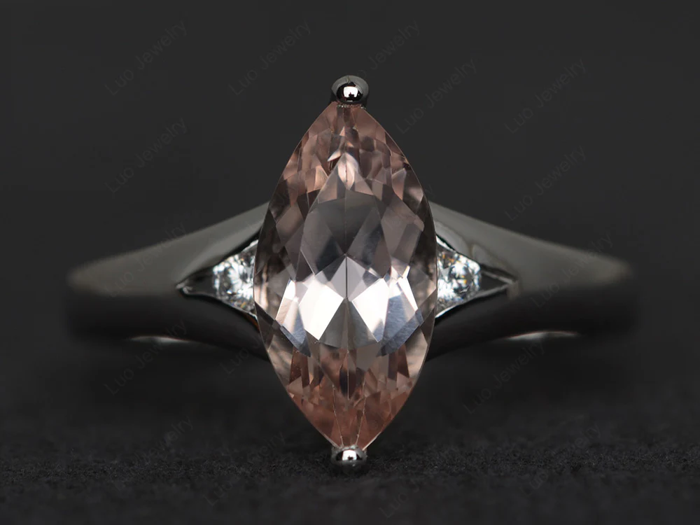 Marquise Cut Split Shank Morganite Ring
